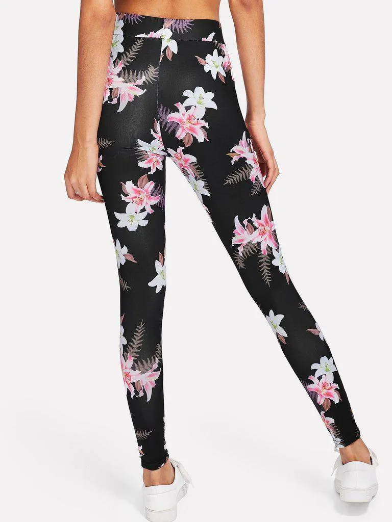 Mesh Insert Florals Leggings