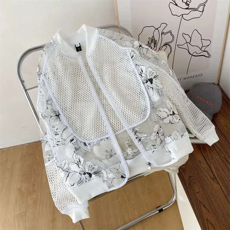 Mesh Patchwork Flower Hollow Out Jacket