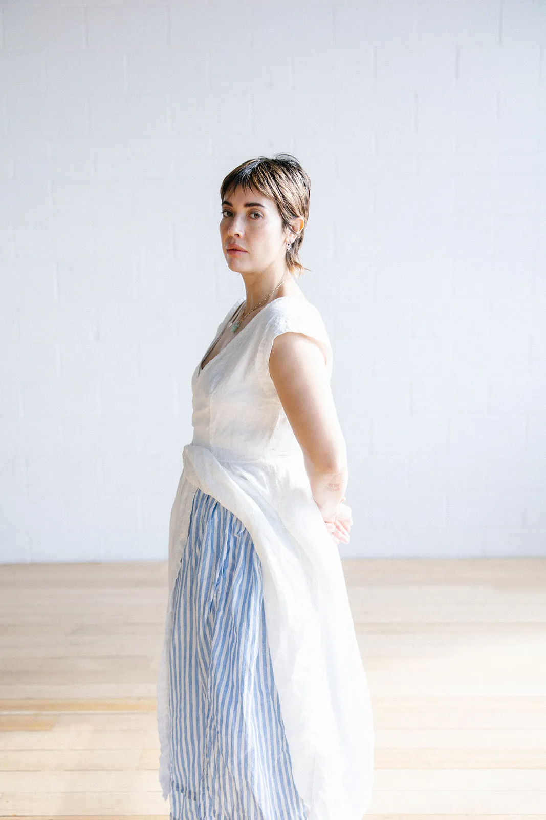 Metta - Eden Skirt - Seaside Stripe Lightweight Linen