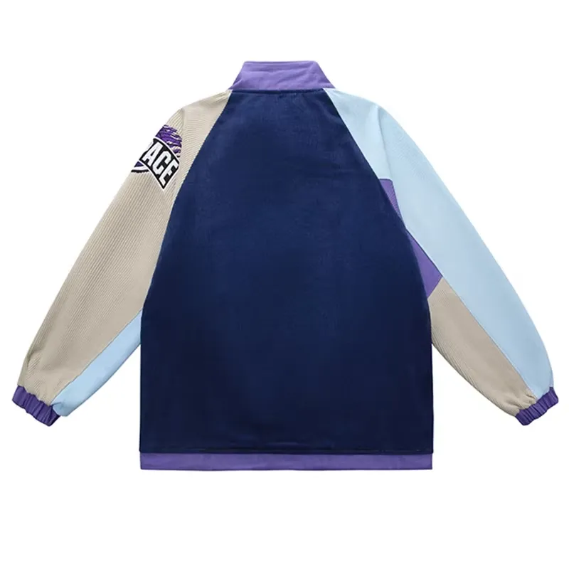 Multicolor Letter Patchwork Baseball Jacket