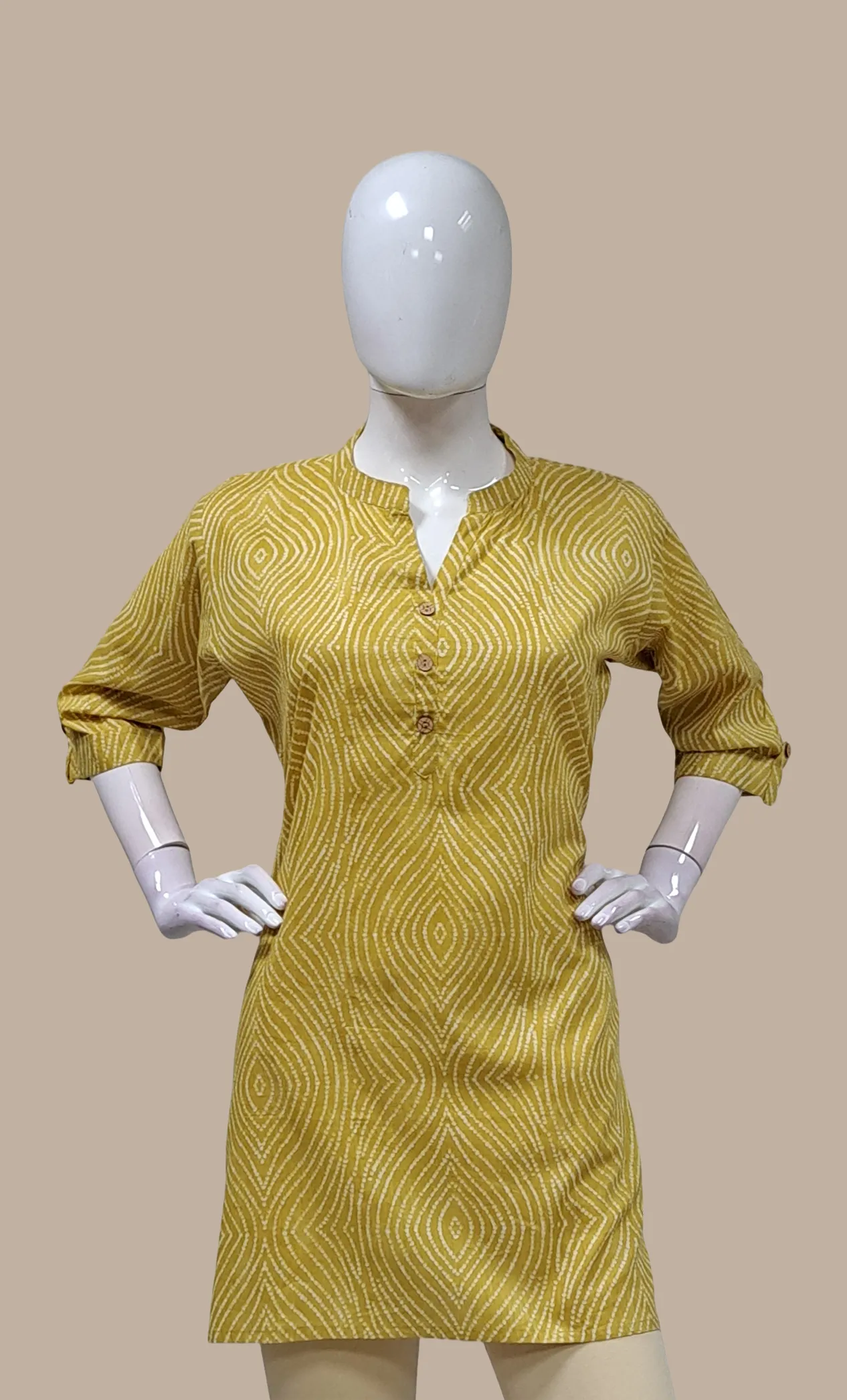 Mustard Printed Kurti Top