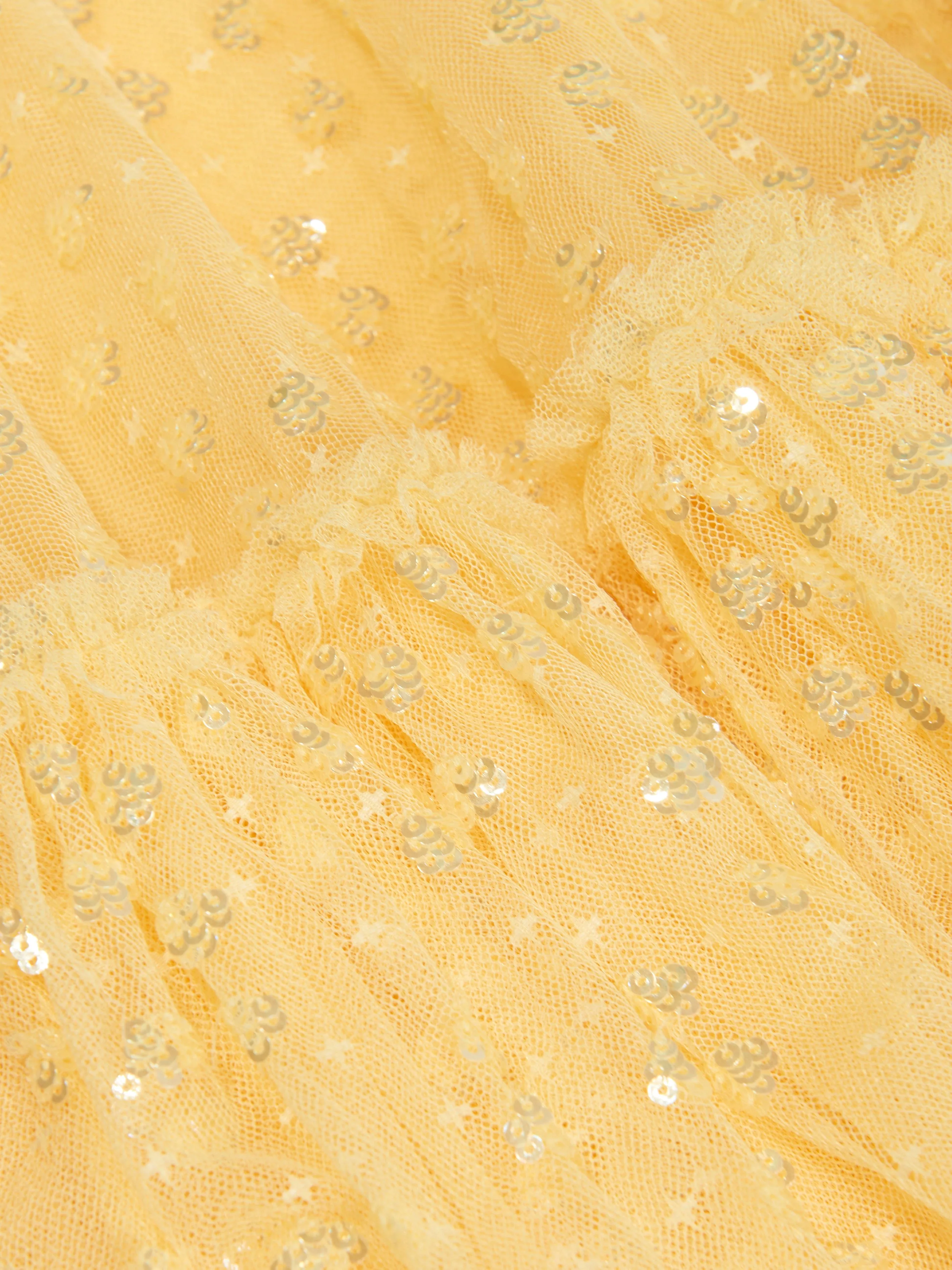 Needle & Thread Girls Raindrop Sequin Dress in Yellow