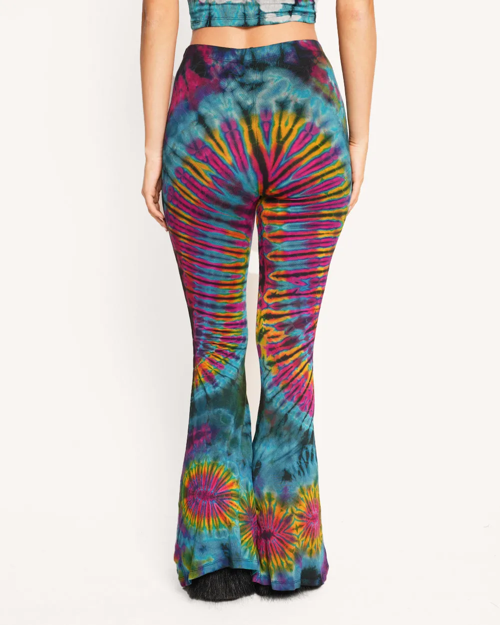 Neon Abyss Tie Dye Bell Bottom Leggings