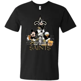 Nfl – New Orleans Saints Donald Duck Goofy Mickey Mouse Super Bowl 2019 Football Men V-Neck T-Shirt