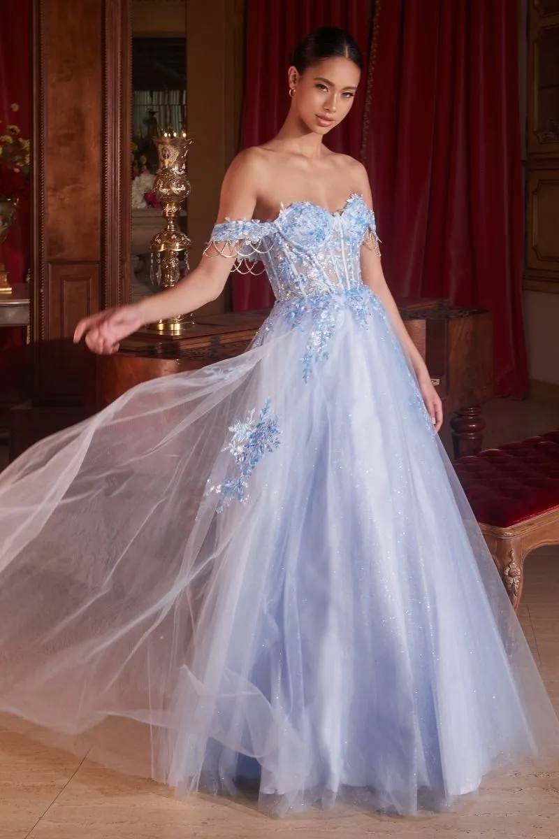 OFF THE SHOULDER TULLE BALL GOWN  CDCDS490