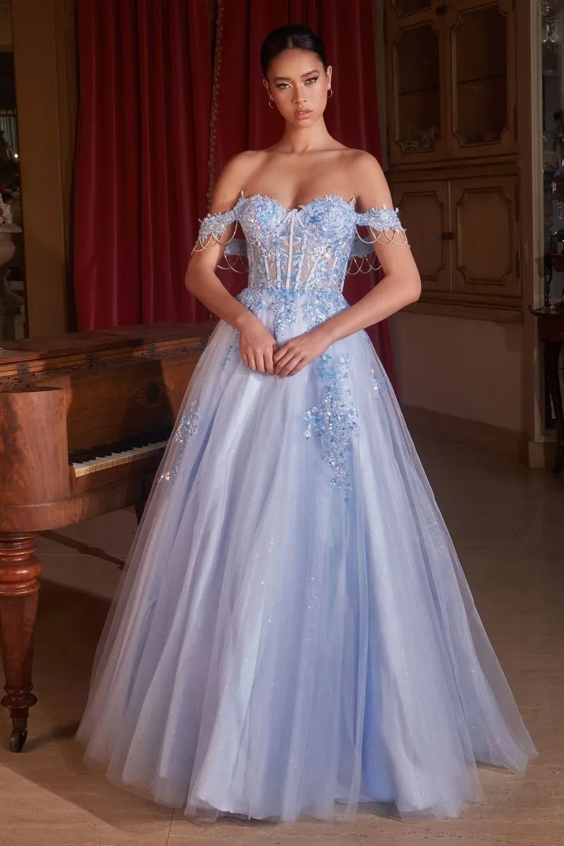 OFF THE SHOULDER TULLE BALL GOWN  CDCDS490