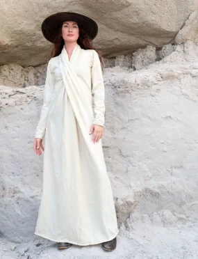 ORGANIC WOOL Shawl Collar Pencil Long Dress