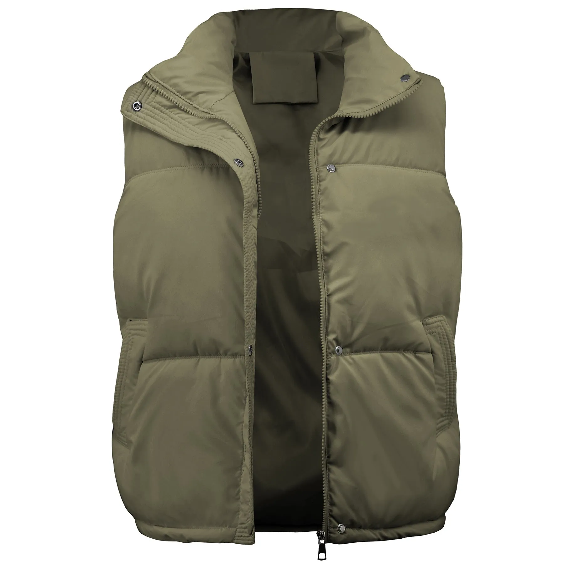 Padded Stand Collar Vest Sleeveless Jacket