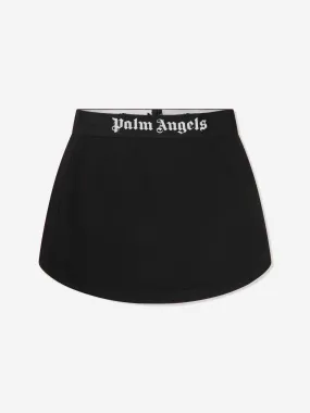 Palm Angels Girls Waistband Logo Sweat Skirt in Black