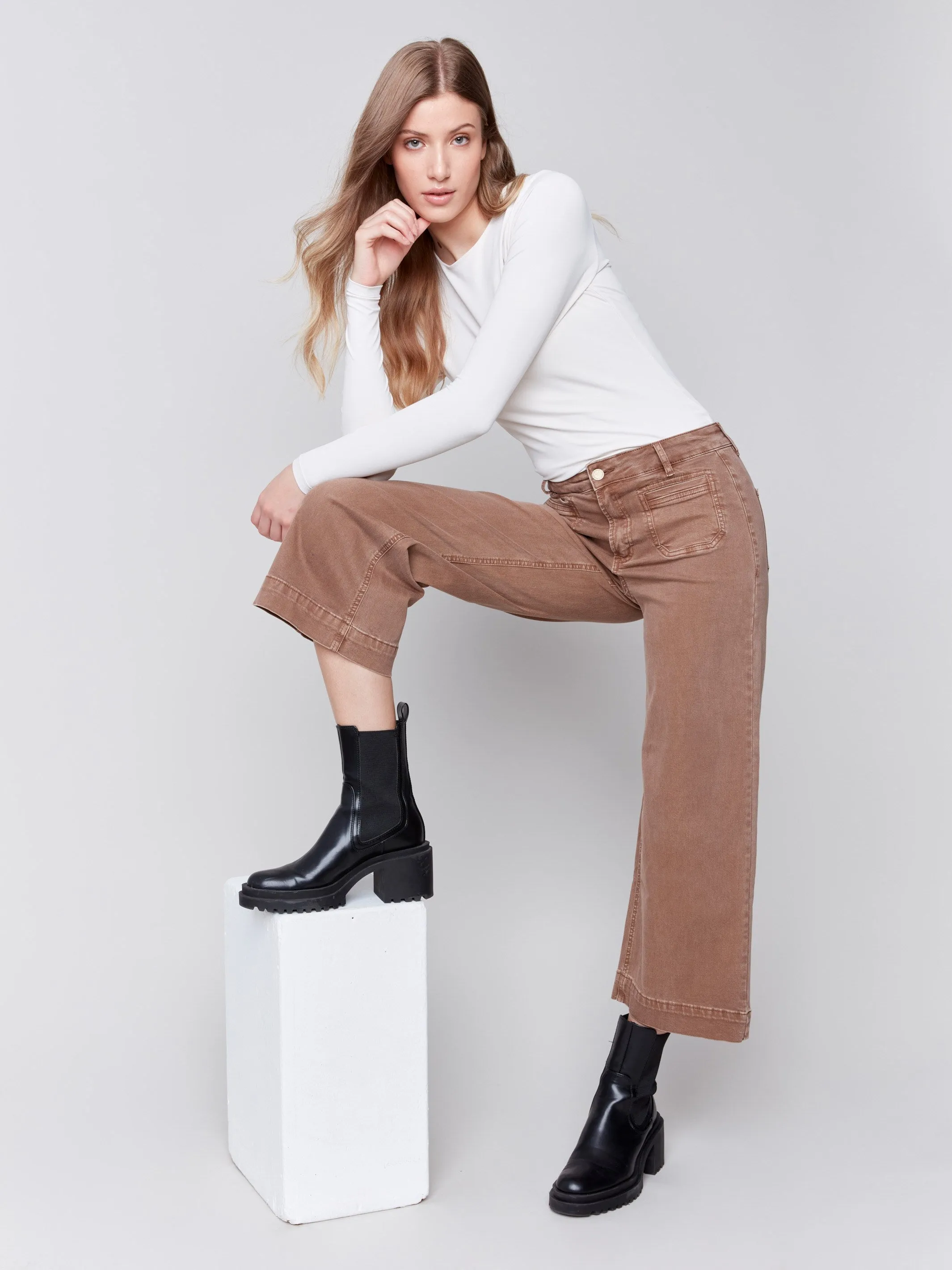 Patch Pocket Twill Pants - Truffle