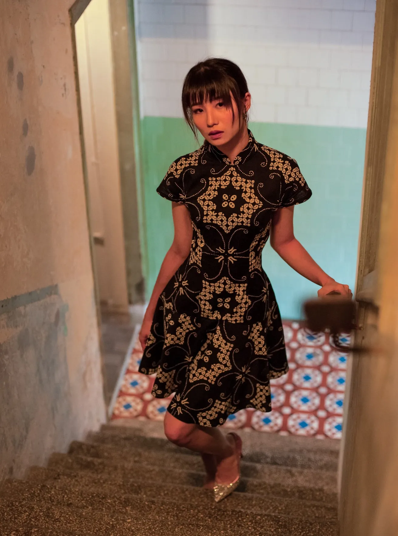 PERANAKAN TILES DROP WAIST CHEONGSAM DRESS