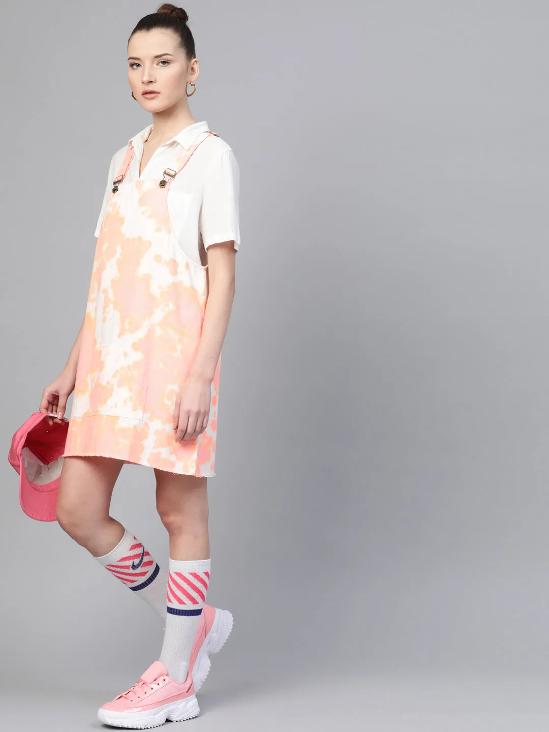 Pink Tie-Dye Pinafore Dress