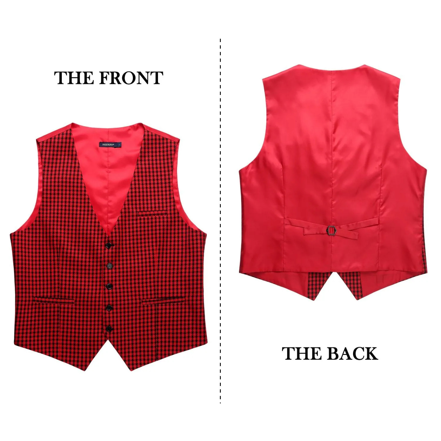 Plaid Slim Suit Vest - B9-RED