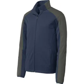 Port Authority Men's Dress Blue Navy/Grey Steel Active Colorblock Soft Shell Jacket