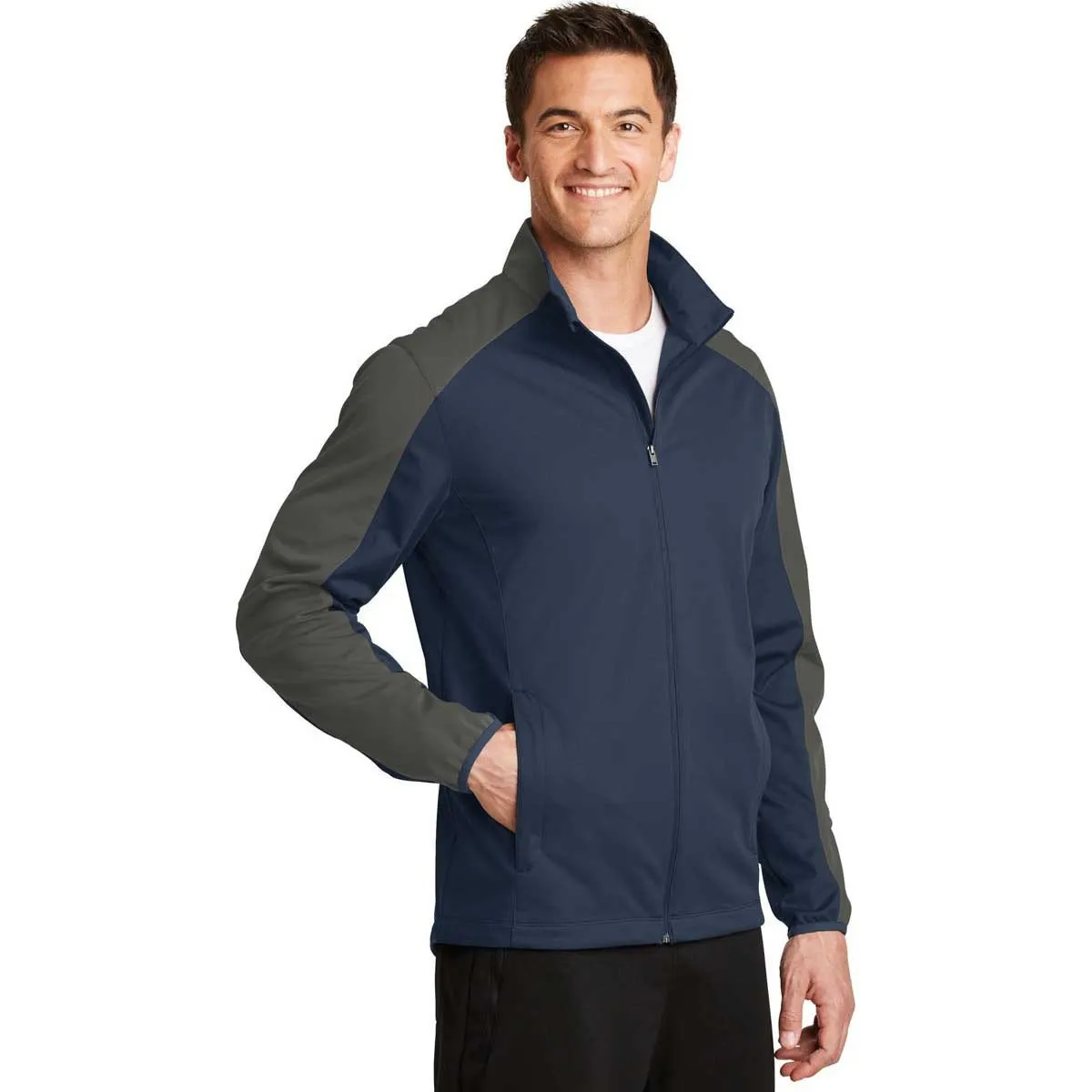 Port Authority Men's Dress Blue Navy/Grey Steel Active Colorblock Soft Shell Jacket