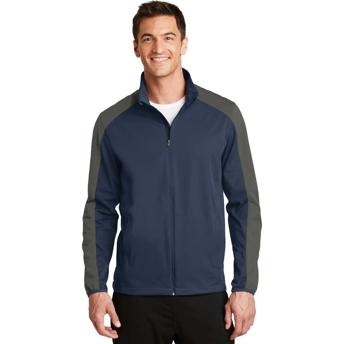 Port Authority Men's Dress Blue Navy/Grey Steel Active Colorblock Soft Shell Jacket