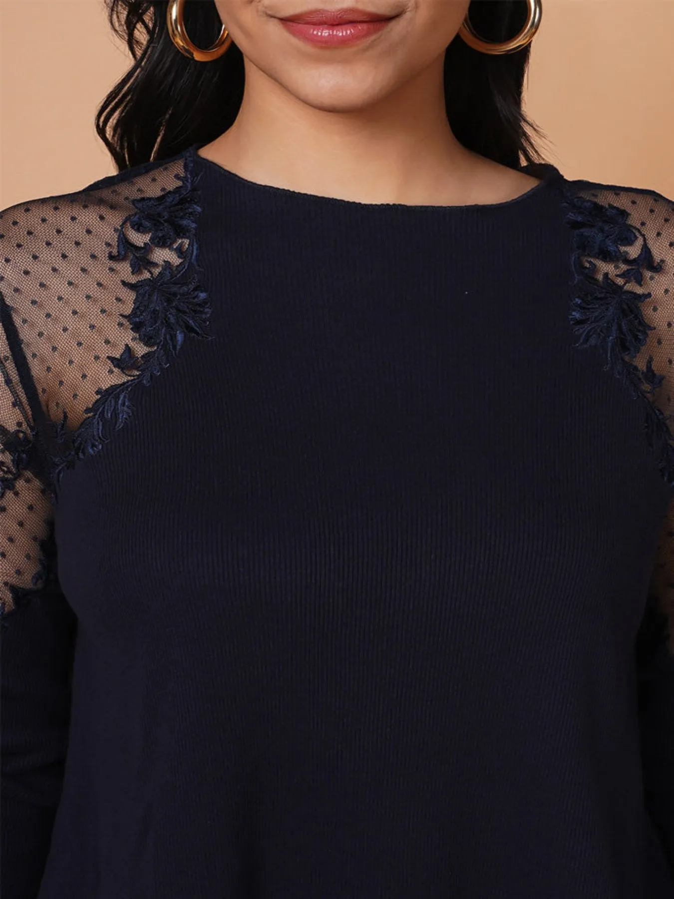 Power Mesh Navy Top