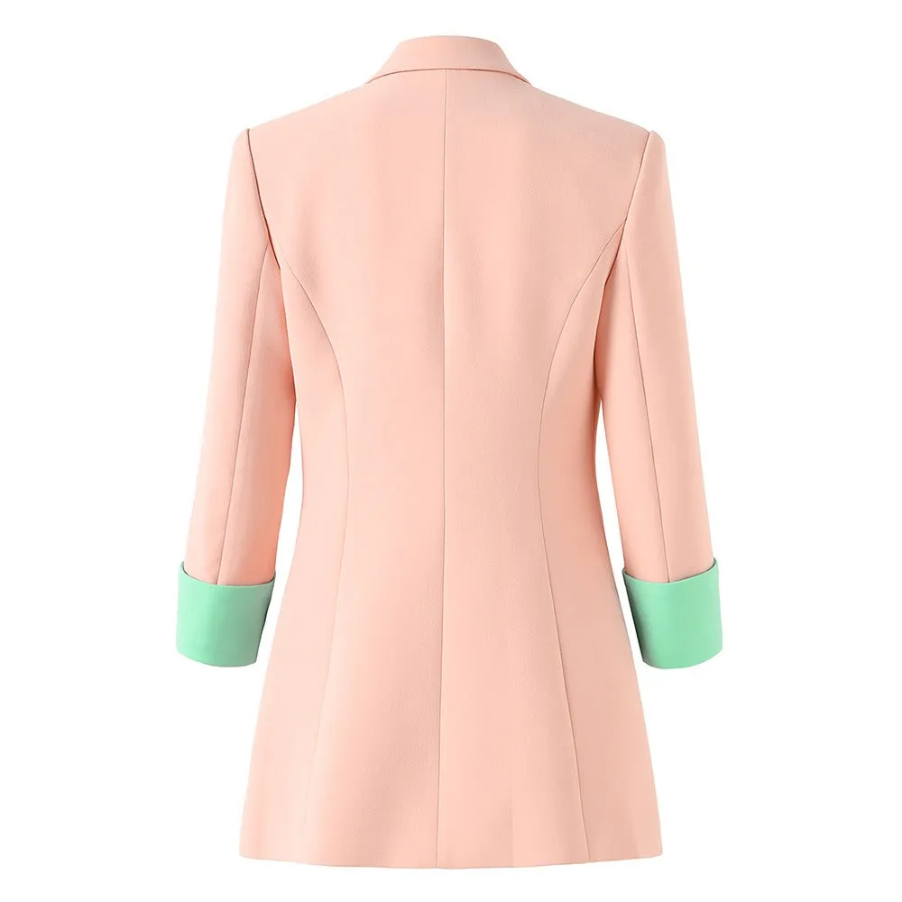 Pre Order:  Color Block Single Breasted Splicing Blazer