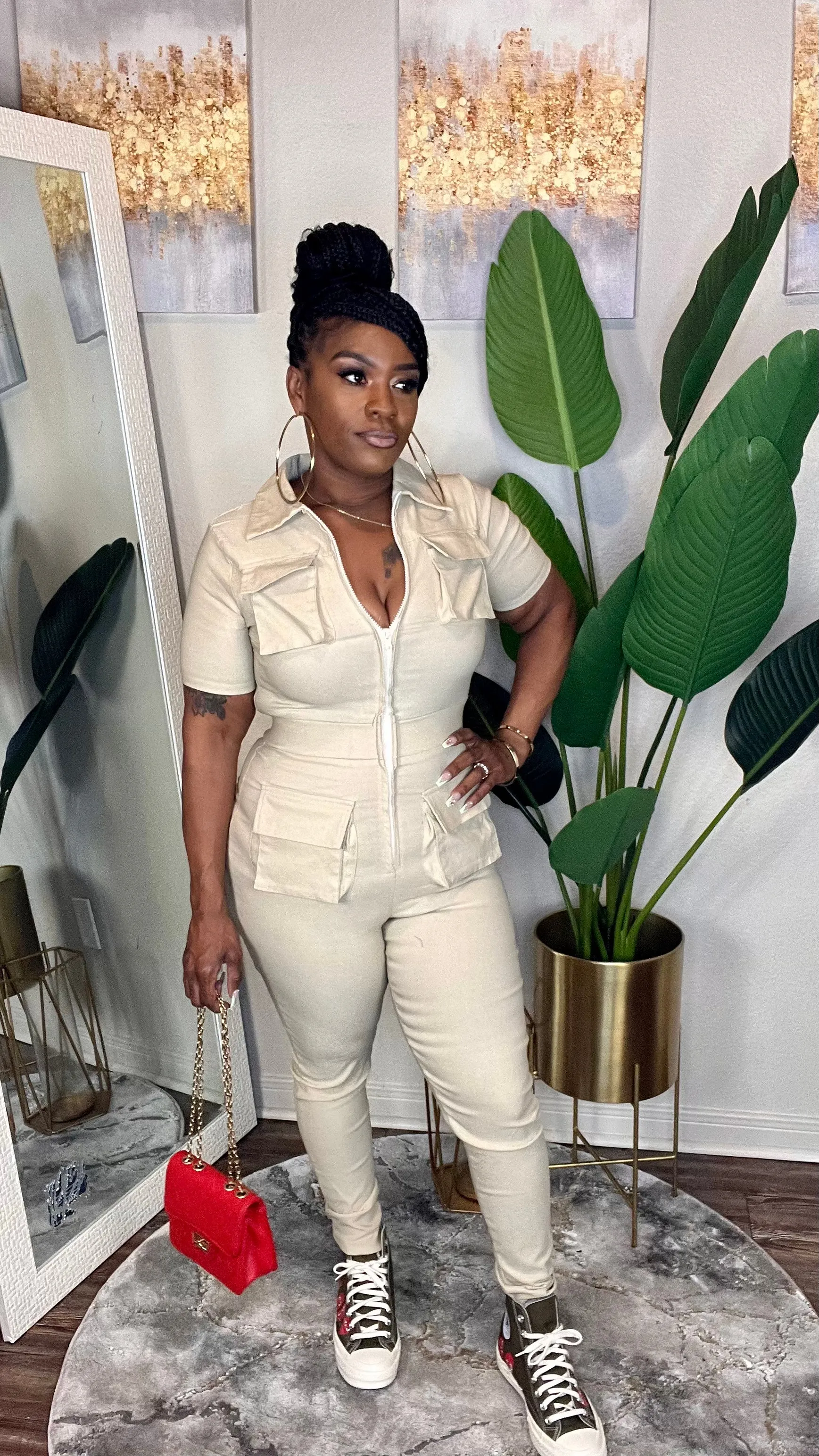 Precious Cargo Beige Jumpsuit (Sm-3x)