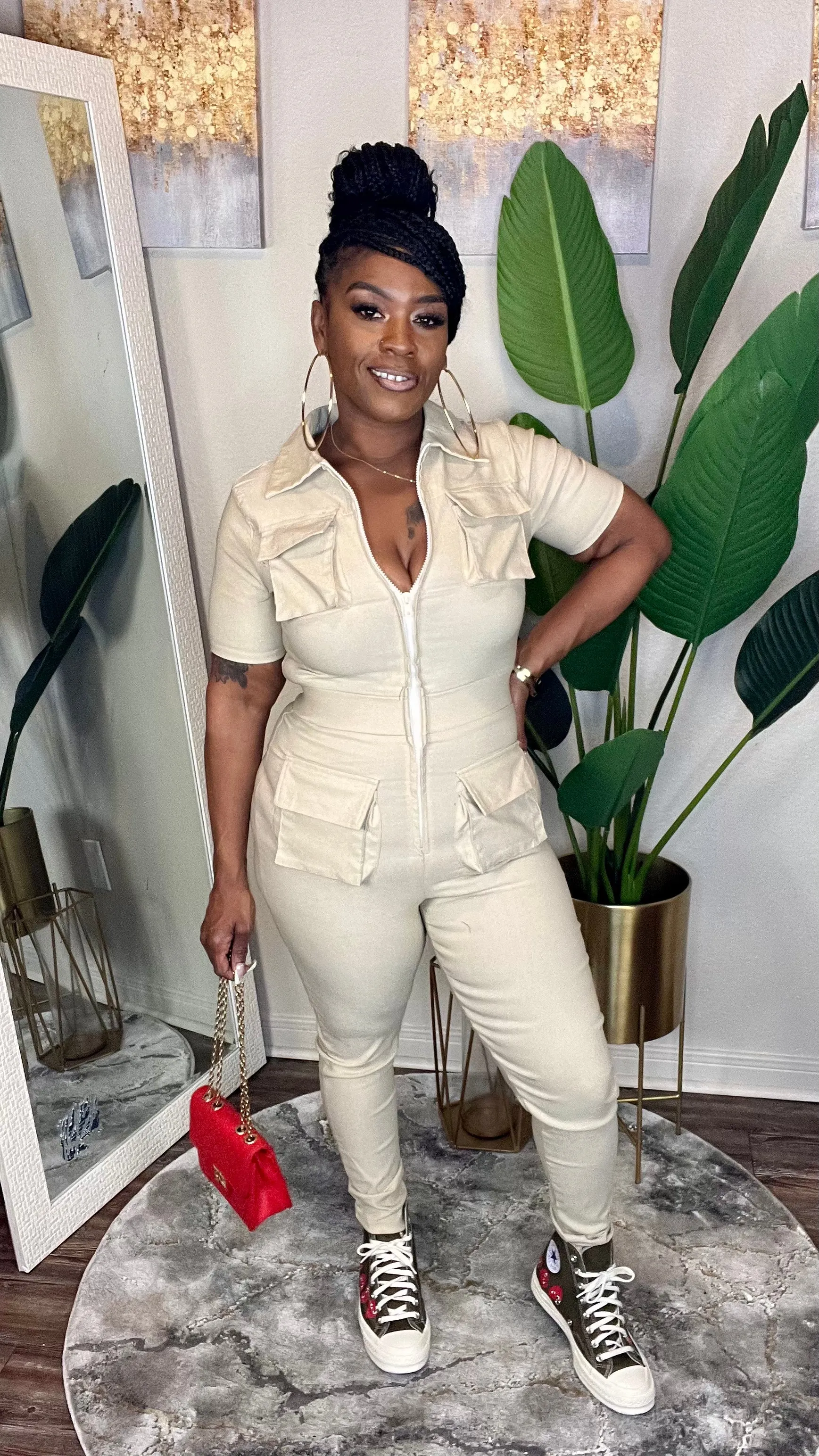 Precious Cargo Beige Jumpsuit (Sm-3x)