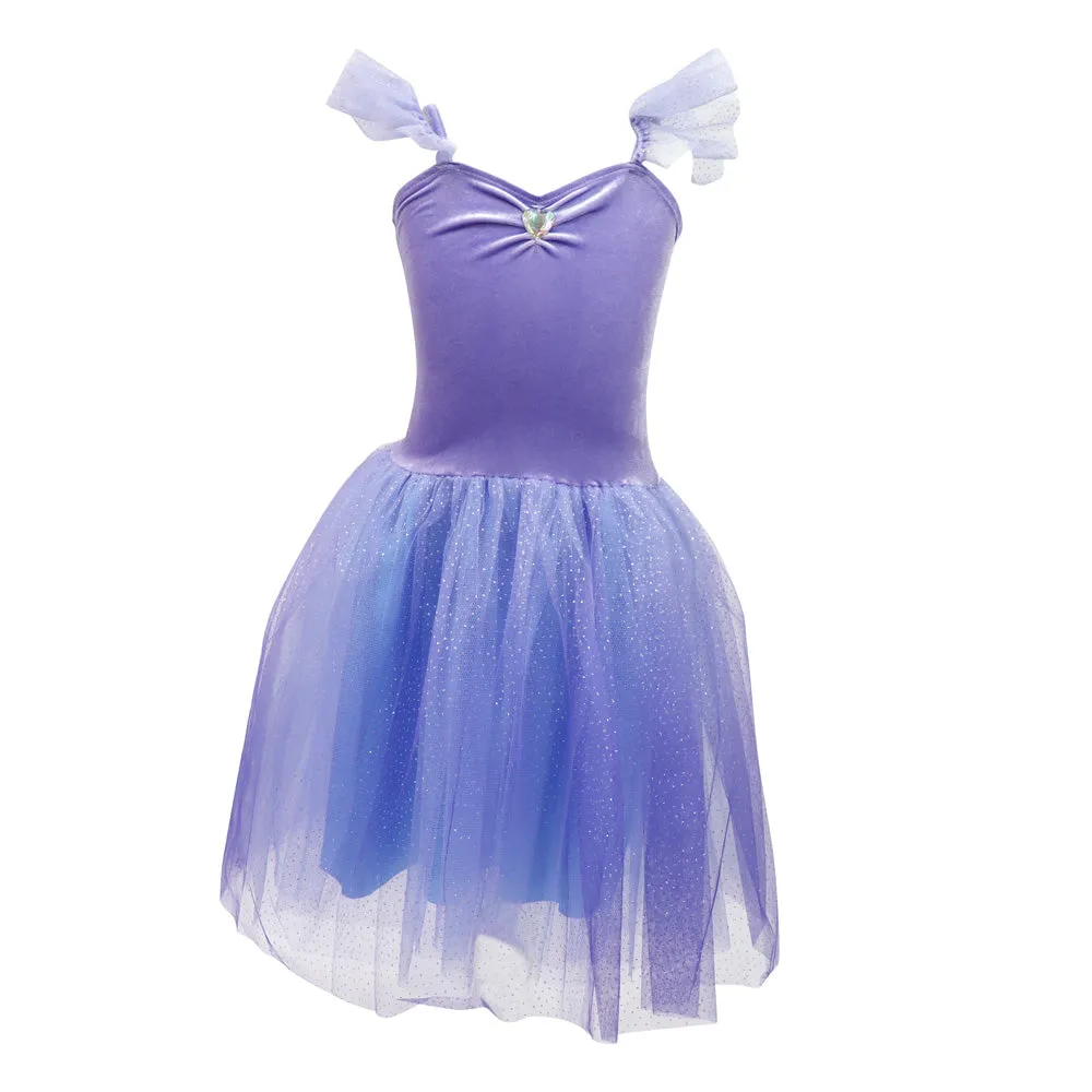 Princess Violet Velvet Dress with Tulle Skirt