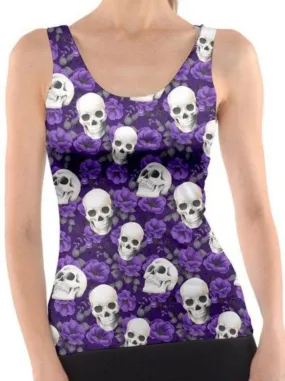 PURPLE ROSES AND SKULLS Tank Top