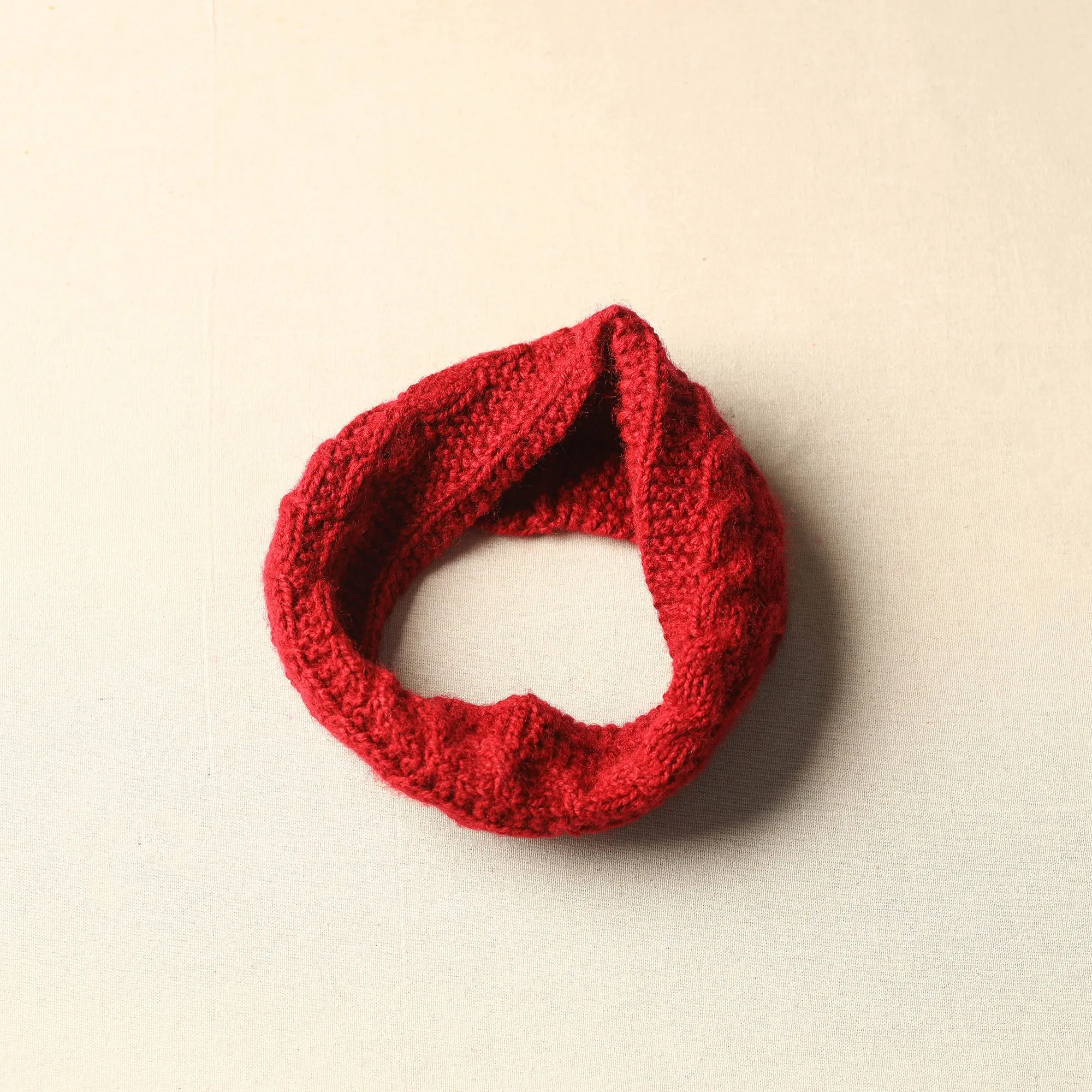 Red - Kumaun Hand Knitted Woolen Warm Headband 06