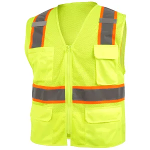 Revco VS2035-LM Lime Class 2 7-Pocket Polyester Hi-Vis Safety Vest (1 Vest)