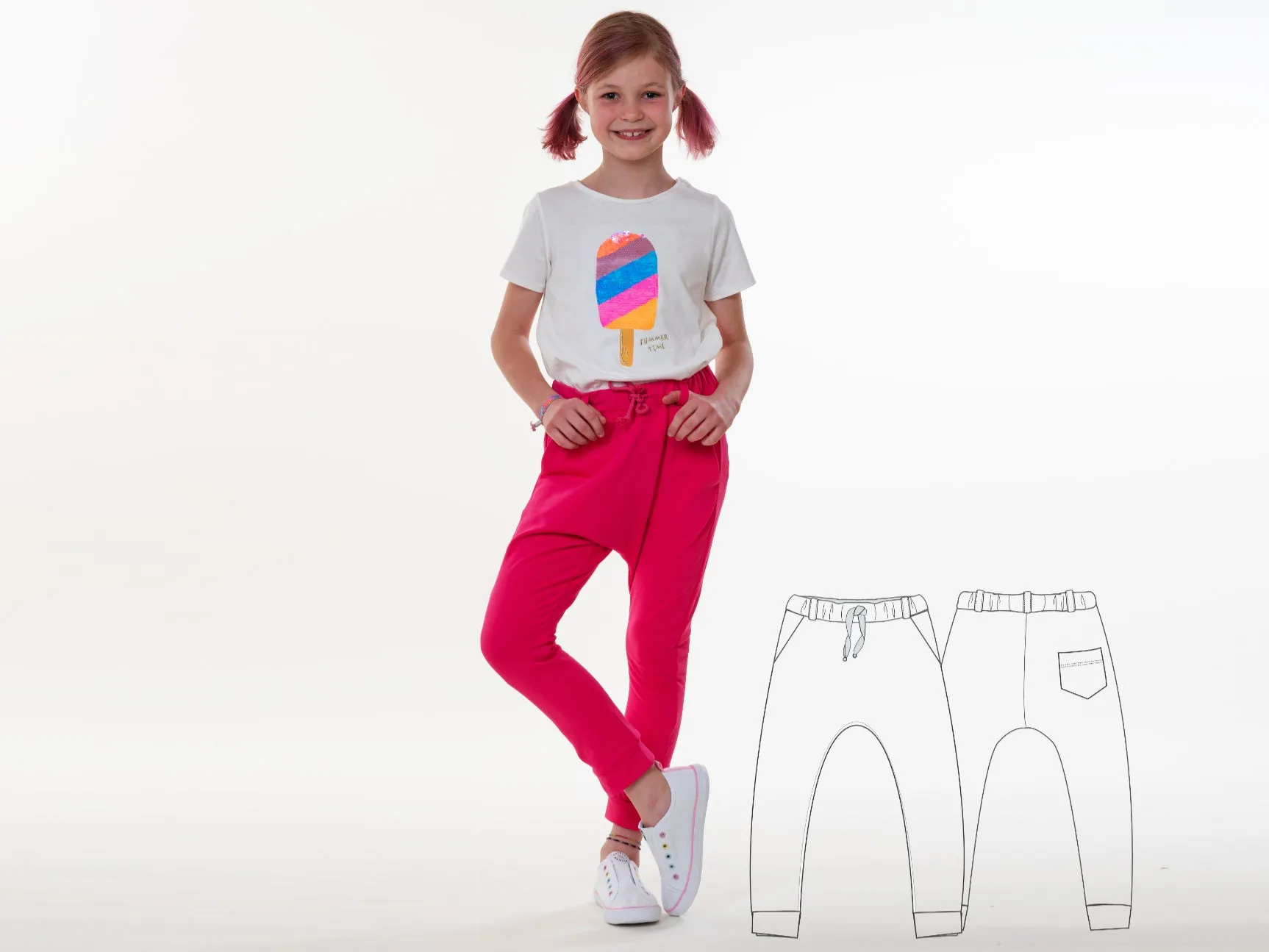 Schnittmuster Kinder Haremshose, Jogginghose DADO von Patternforkids