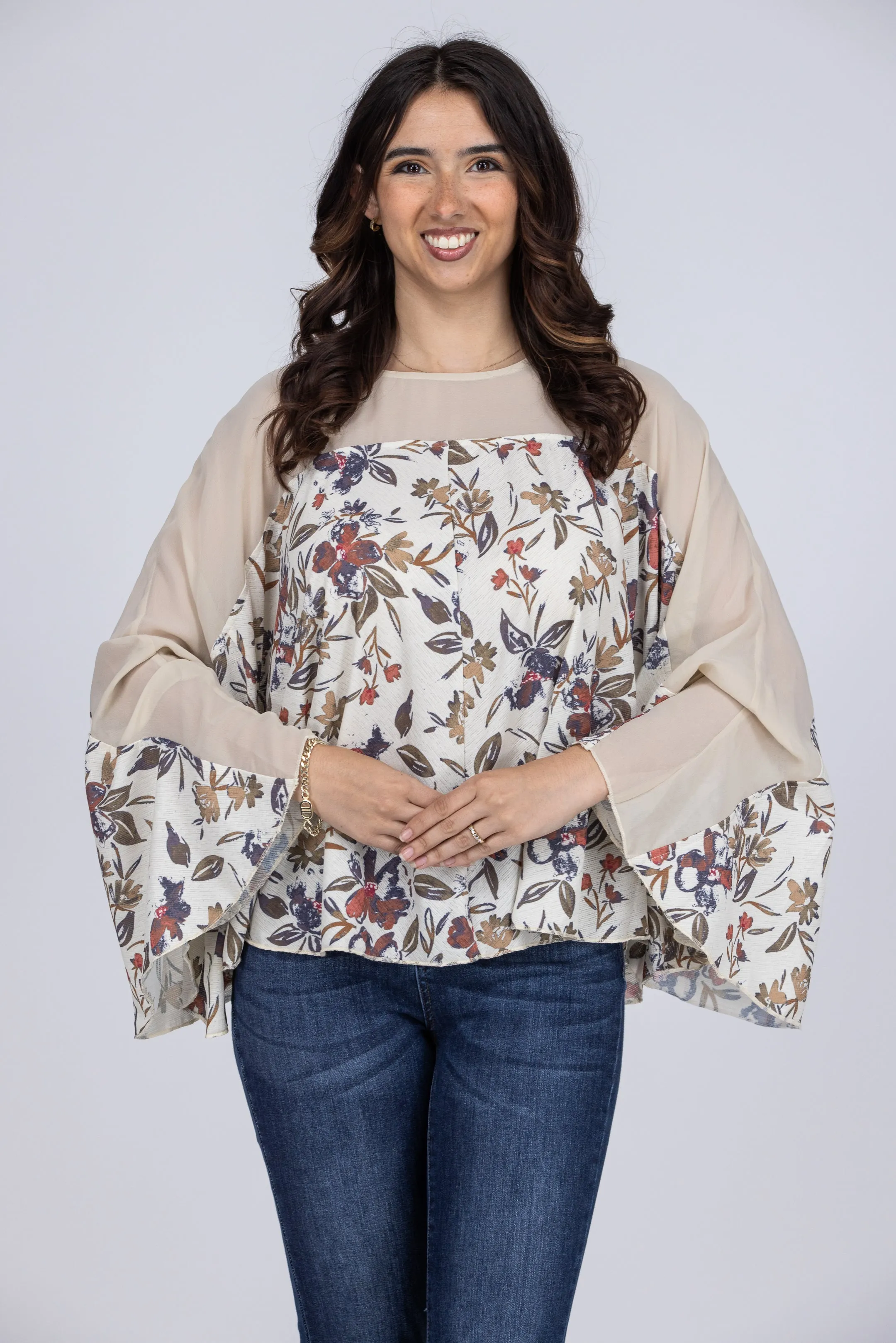 Set The Stage Flowy Long Sleeve Top