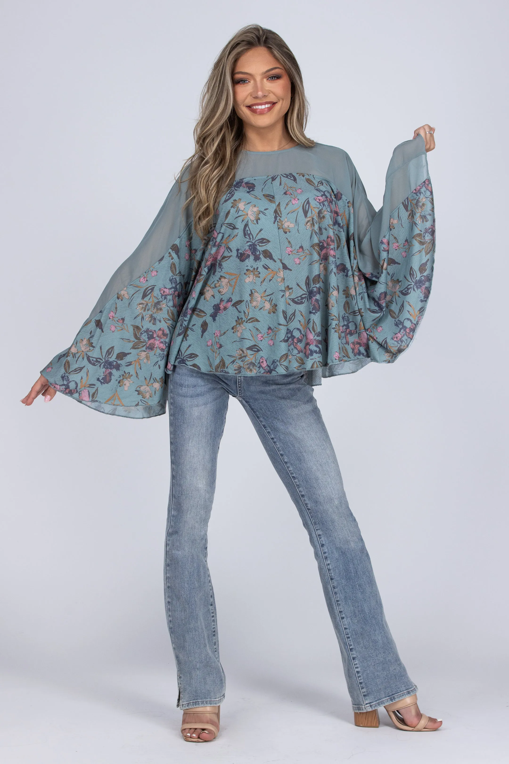 Set The Stage Flowy Long Sleeve Top