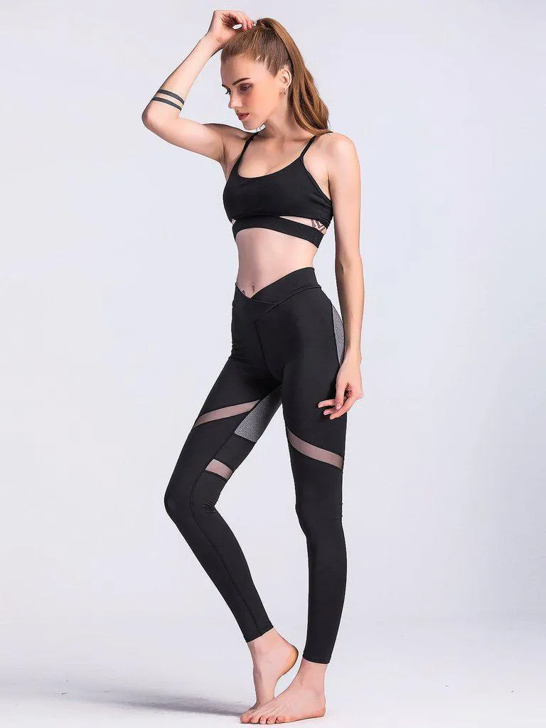 Sheer Mesh Panel Colorblock Legging