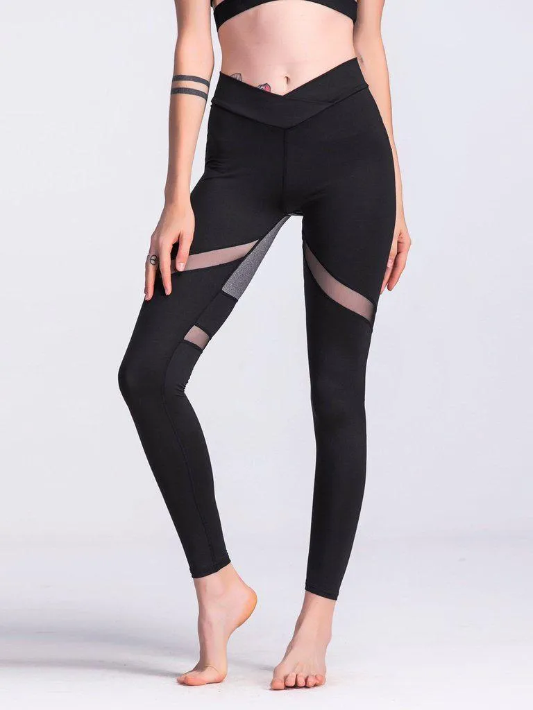 Sheer Mesh Panel Colorblock Legging