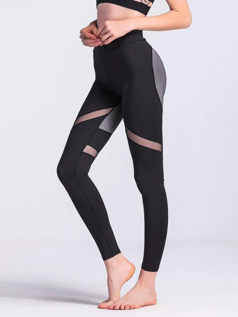 Sheer Mesh Panel Colorblock Legging