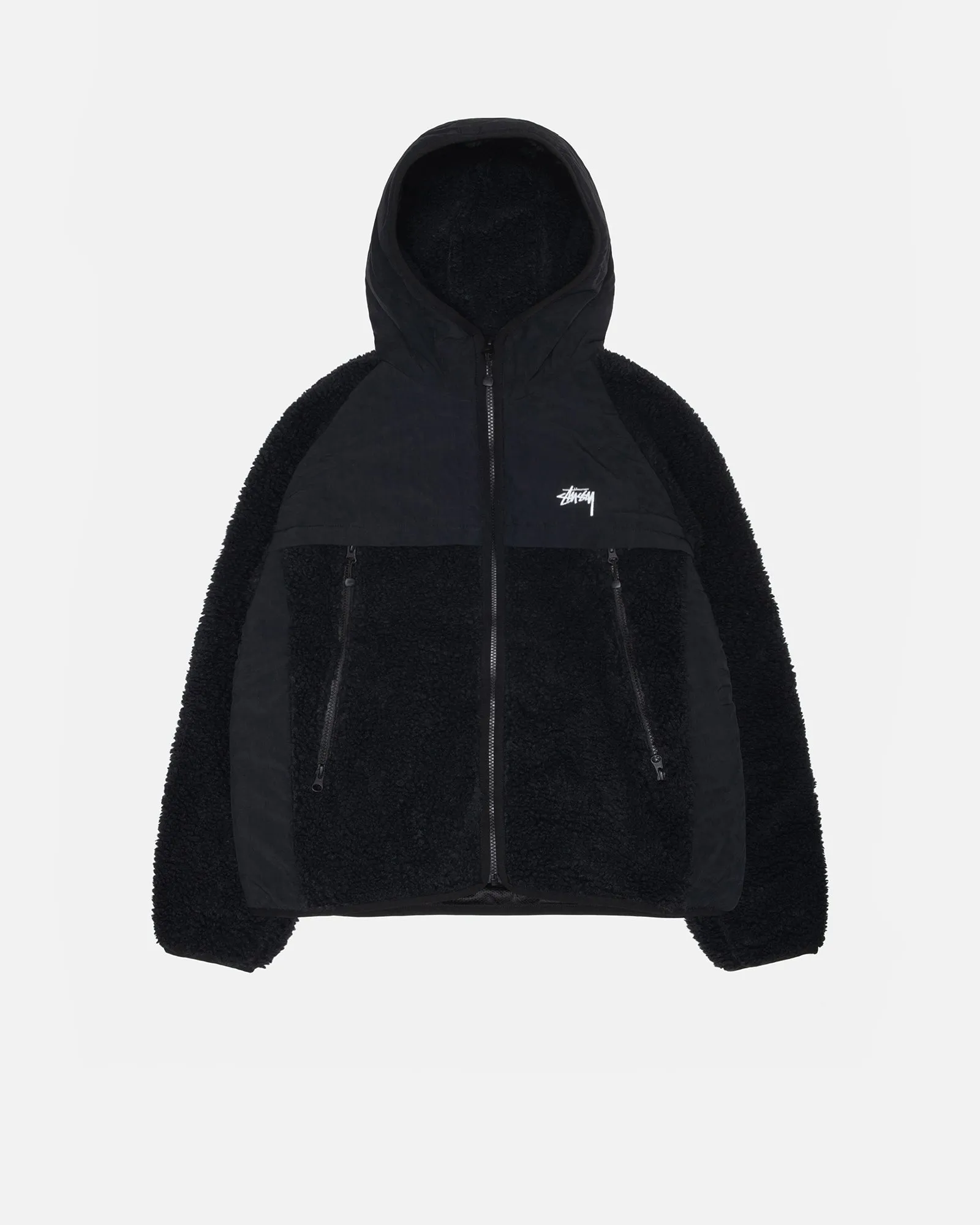 SHERPA PANELED HOODED JACKET