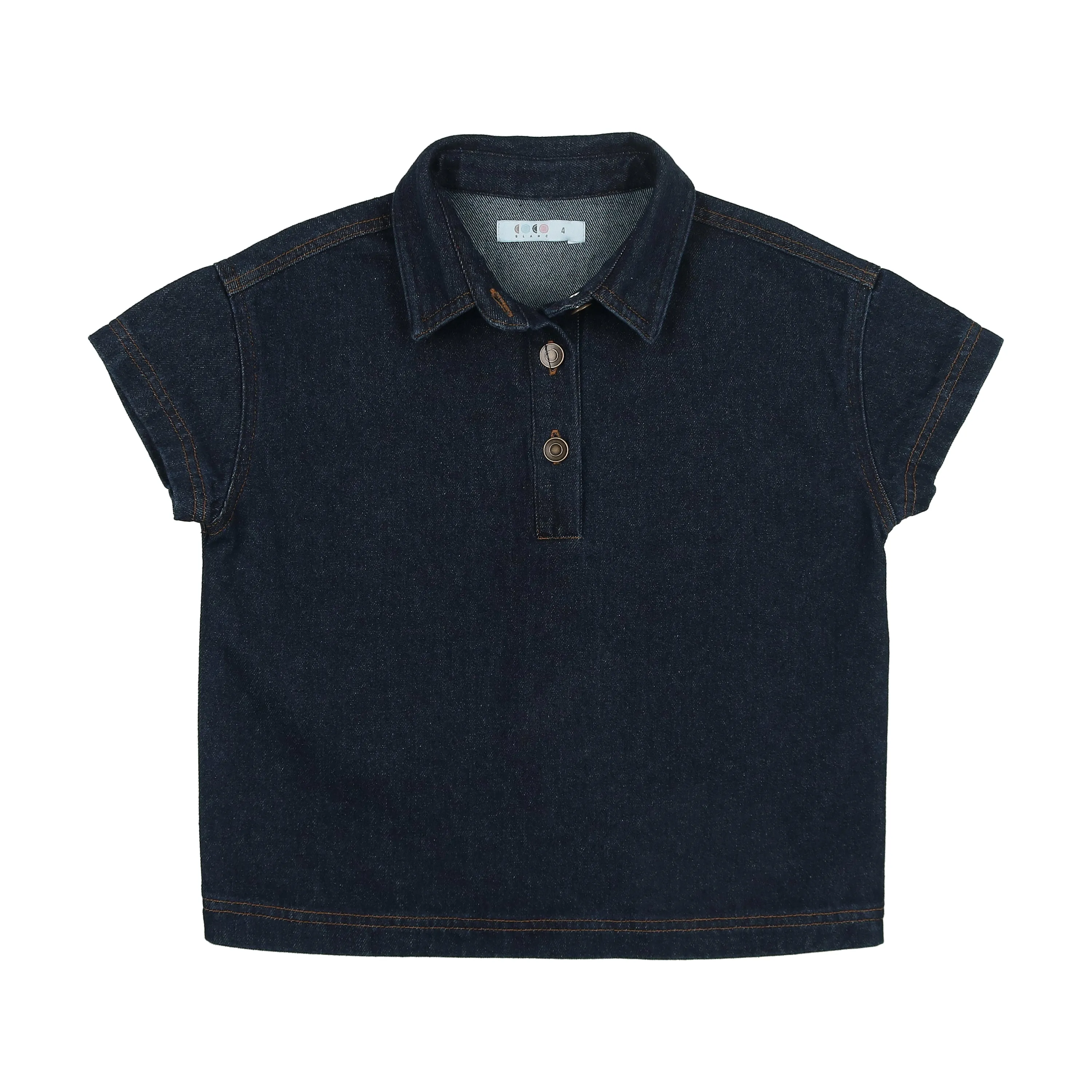 shirt s/s oversized henley style - dark blue denim