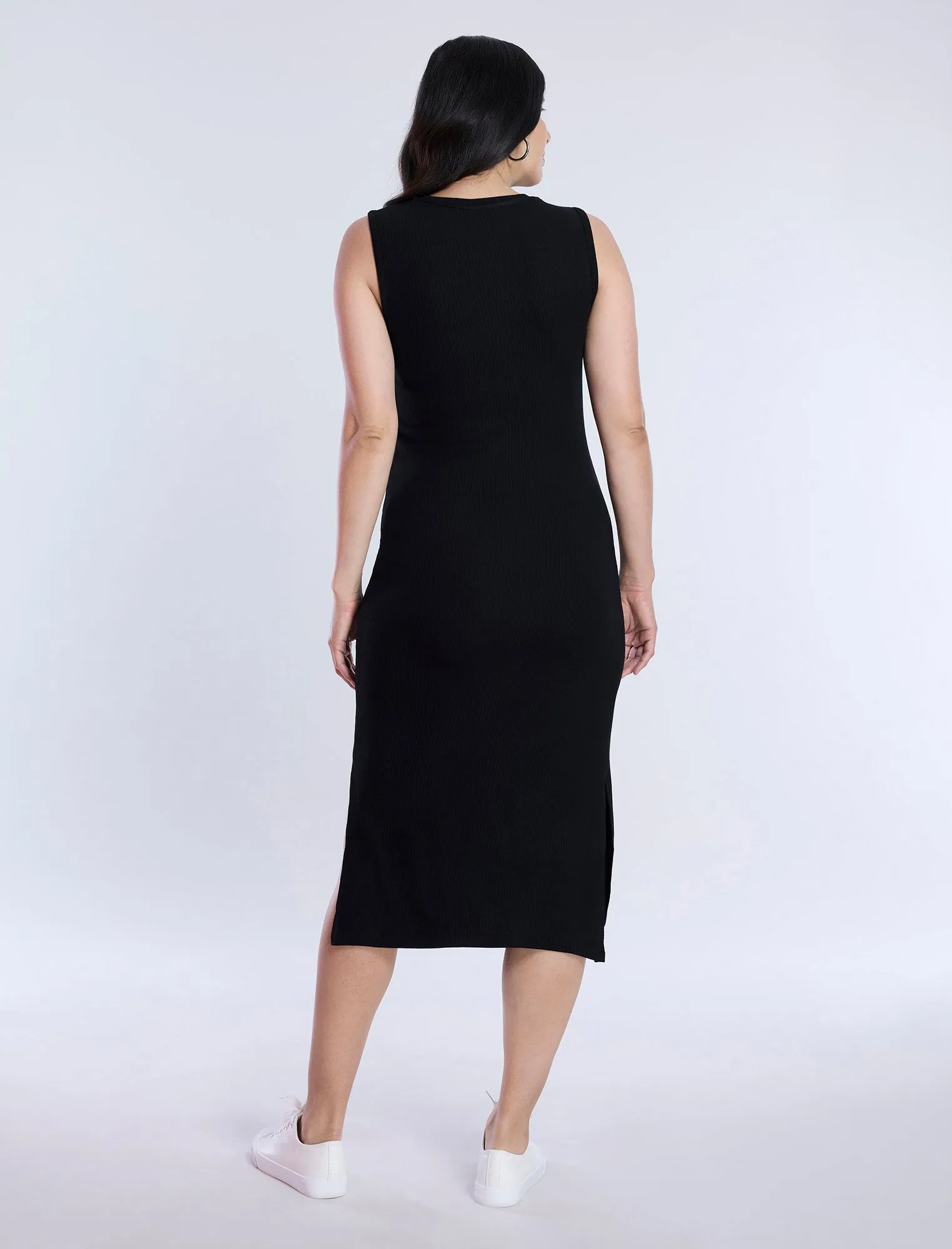 Sleeveless Rib Knit Midi Dress