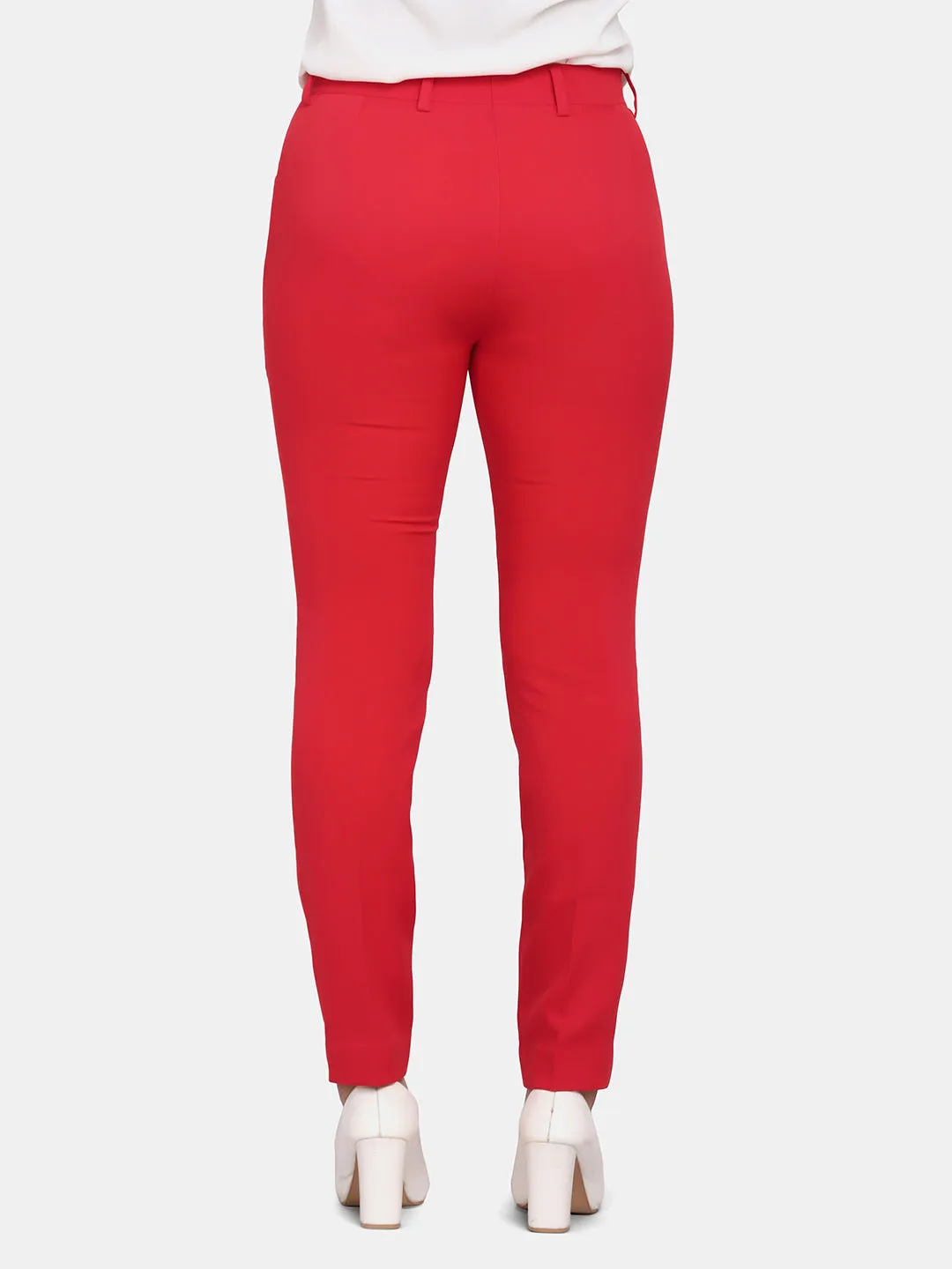 Slim Fit Office Trousers for Women - Red