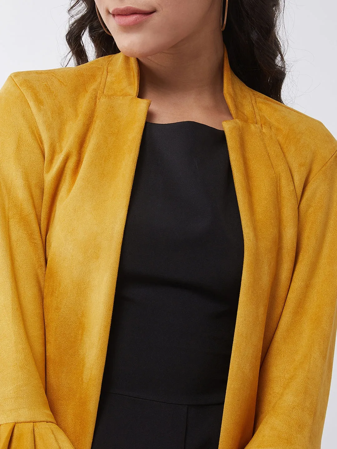 Solid Blazer With Ruffle