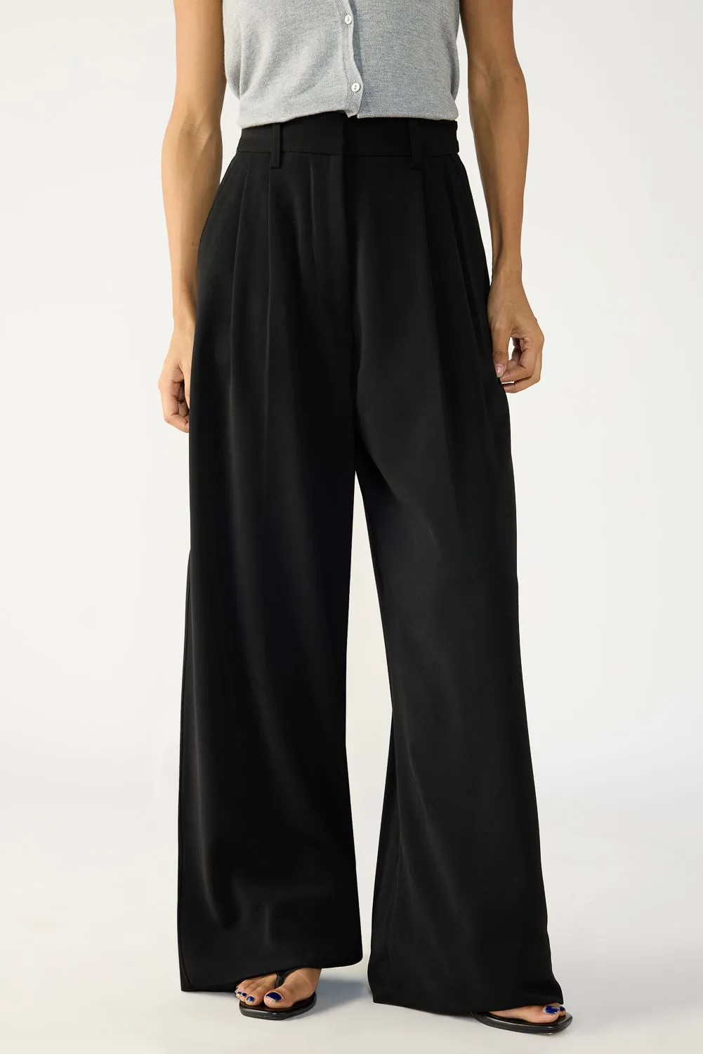 Soot Black Adjustable Korean Pants