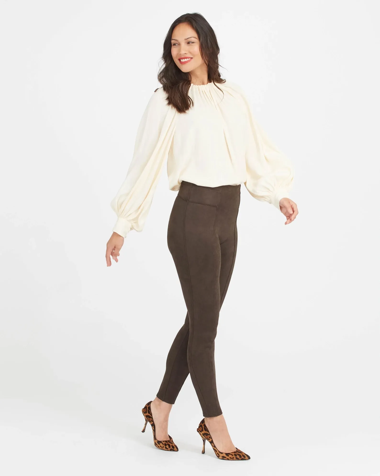 Spanx Suede Leggings in Chocolate