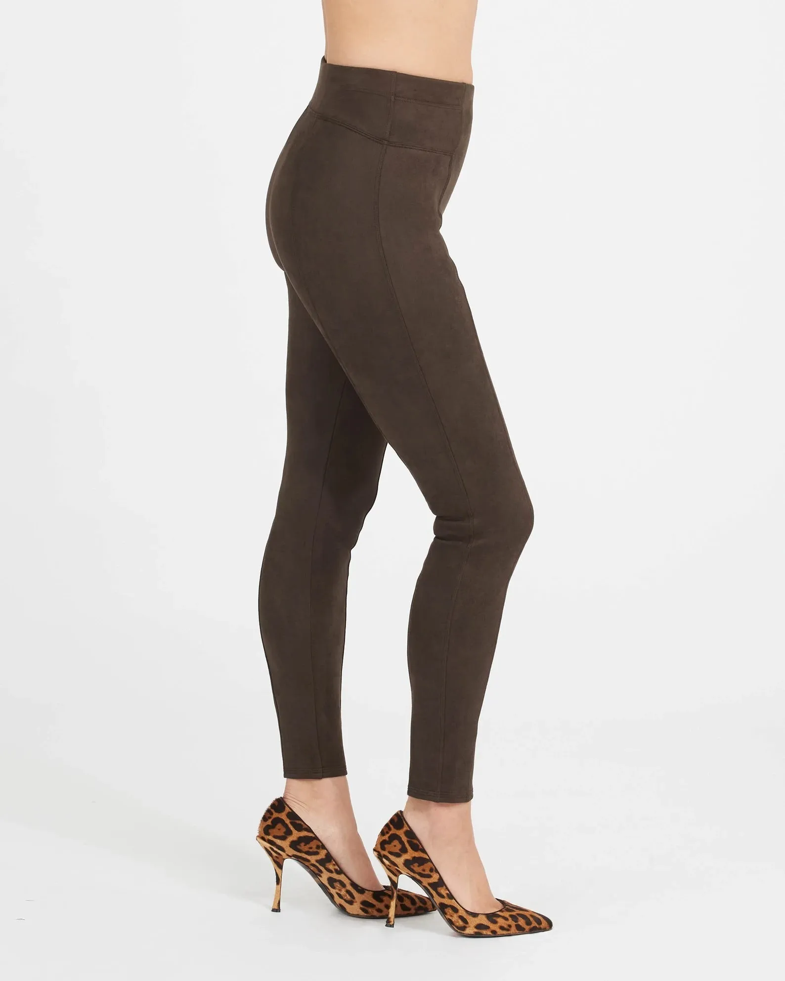 Spanx Suede Leggings in Chocolate