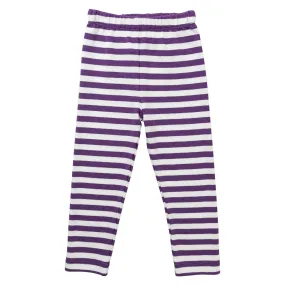 Straight Leggings -Purple/White Stripe