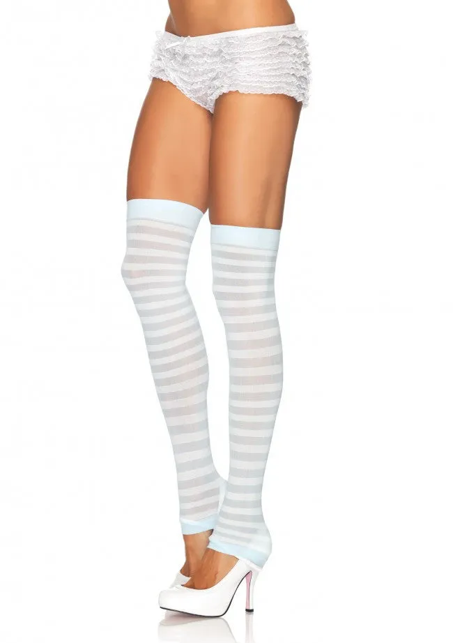 Striped Leg Warmers Blue White - Leg Avenue