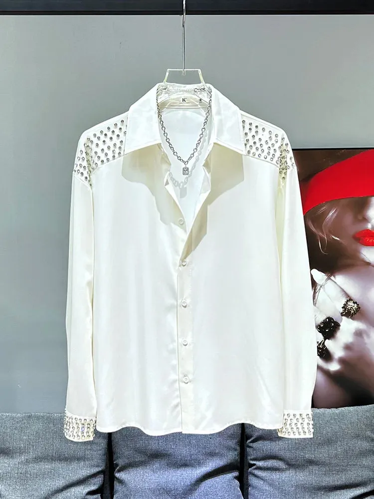 Studded Shoulder Luxe Dress Shirt