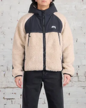 Stussy Sherpa Paneled Hooded Jacket Beige