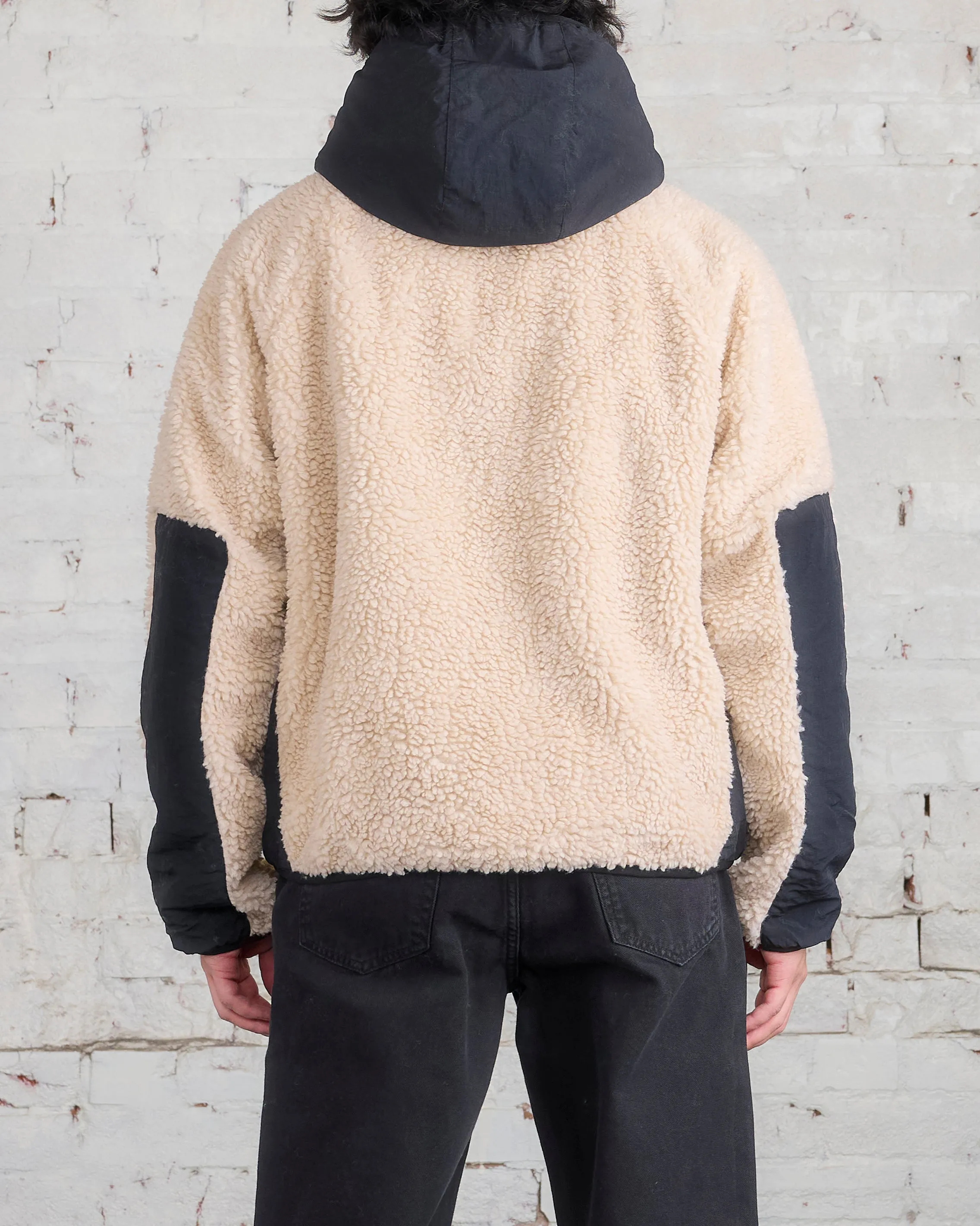 Stussy Sherpa Paneled Hooded Jacket Beige