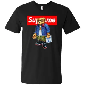 Supreme Bear Style Music T-shirt Men V-Neck T-Shirt