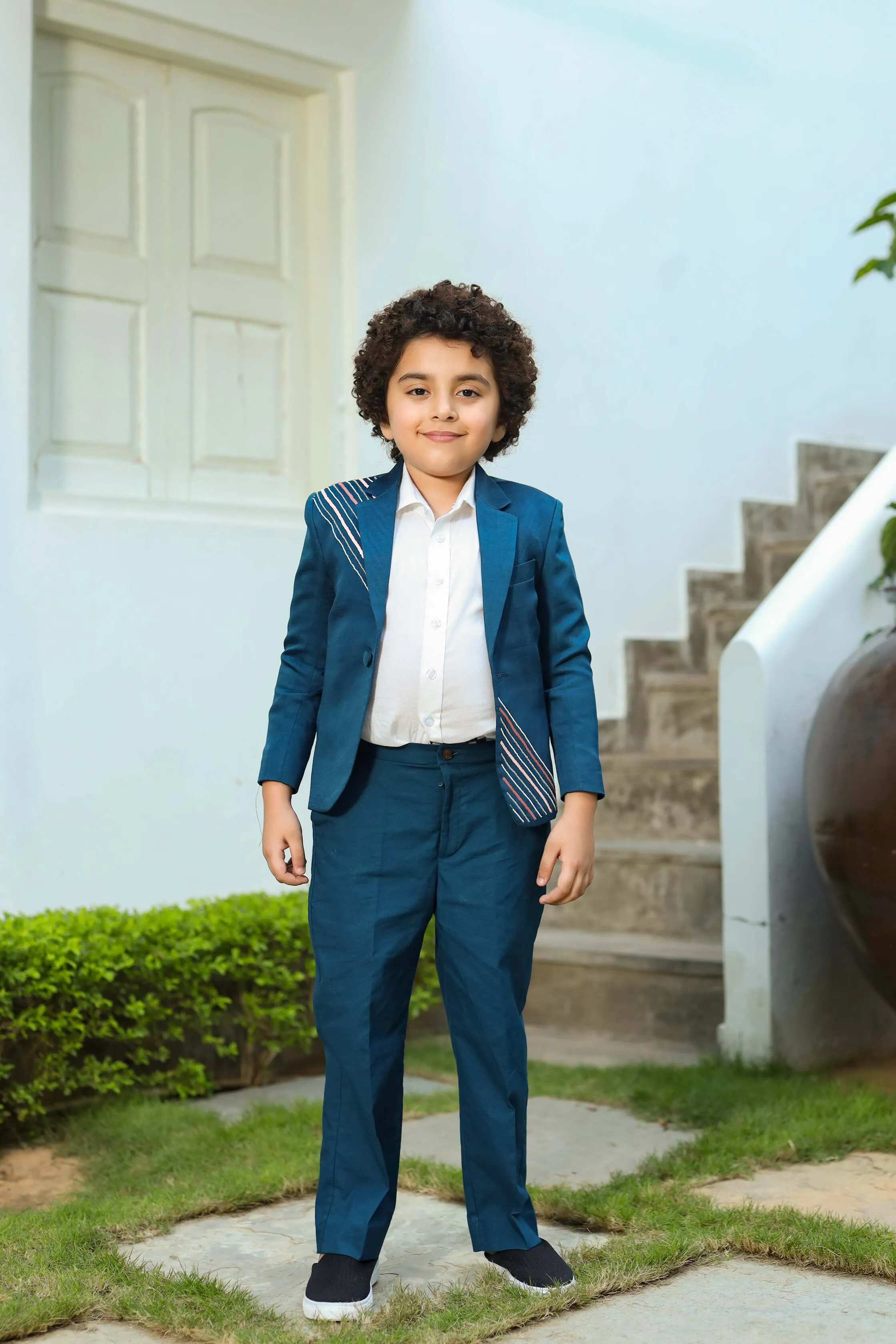 Taabir - German Satin Tuxedo Jacket & Trouser Set For Boys