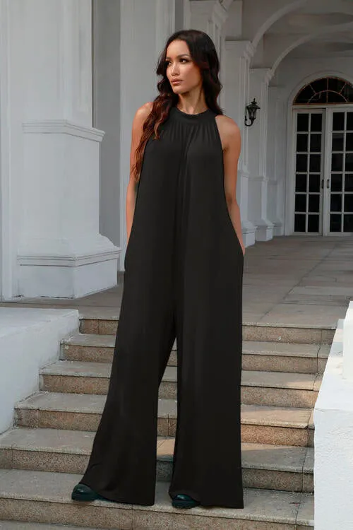 TEEK - Tie Back Cutout Sleeveless Jumpsuit